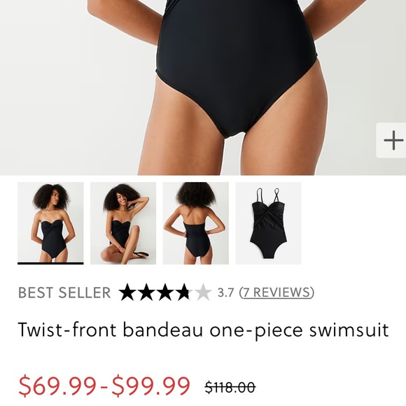 NWT - J. Crew Twist-Front Bandeau One-Piece Swimsuit - Picture 5 of 5